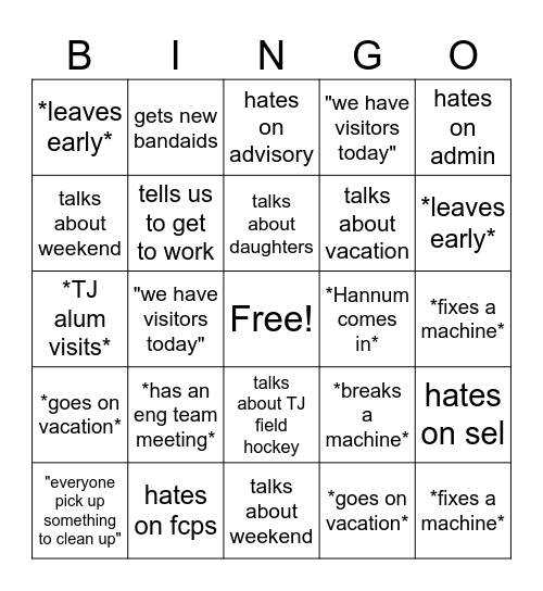 Behling Bingo Card