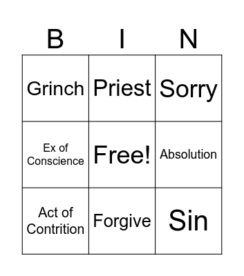 Reconciliation Bingo Card
