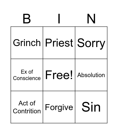 Reconciliation Bingo Card
