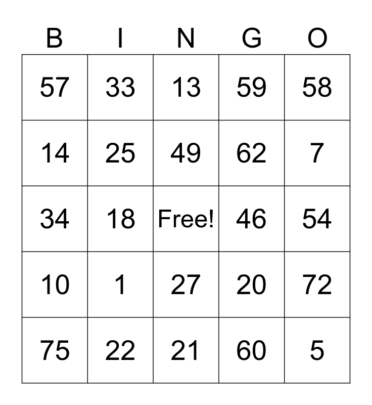 Brise-glace Bingo Card