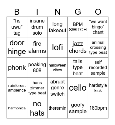 BEAT MAKER BINGO Card