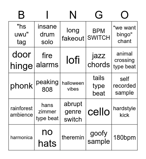 BEAT MAKER BINGO Card