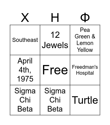 XHΦ Bingo Card