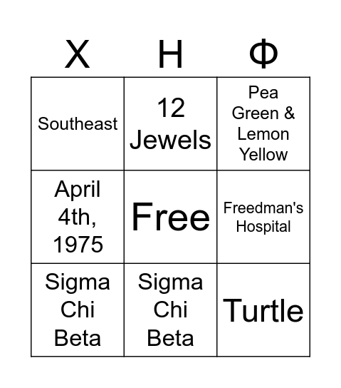 XHΦ Bingo Card