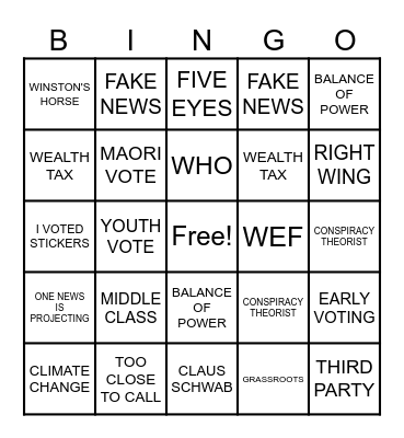 ELECTION 2023 Bingo Card