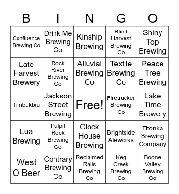 Iowa Breweries Bingo Card