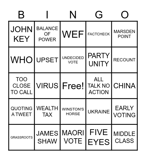 ELECTION 2023 Bingo Card