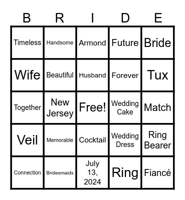 Megan's Bachelorette Bingo Card