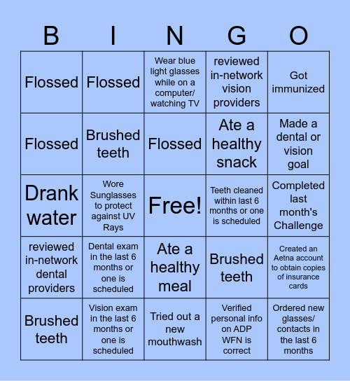 MIT45 Employee Wellness Challenge Bingo Card