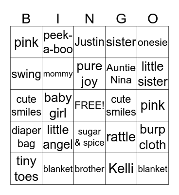 TORI NOELLE Bingo Card