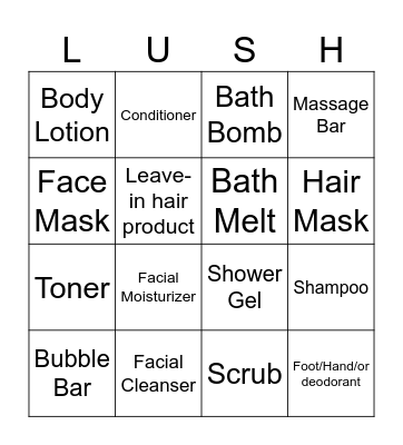 Lush Demo Bingo! Bingo Card