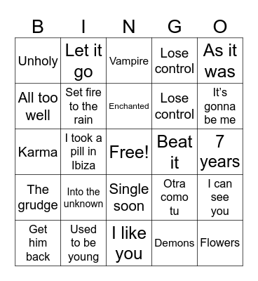 CS Week Musical Bingo Card