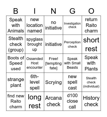 The Valley of the Shadow of Death? [Critical Role 3.74] Bingo Card
