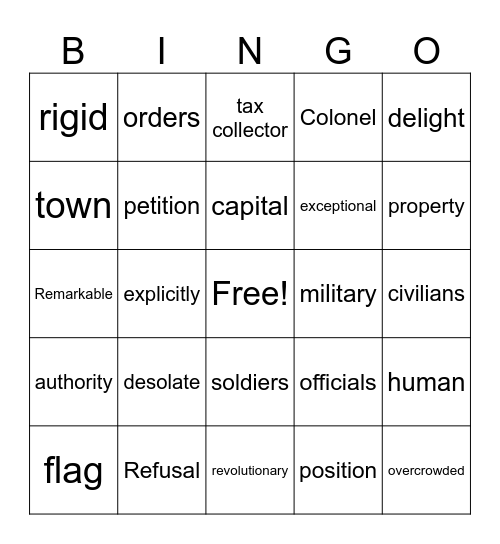 The Refusal Bingo Card