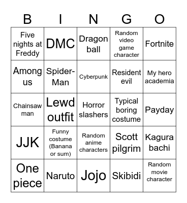 Halloween Bingo Card