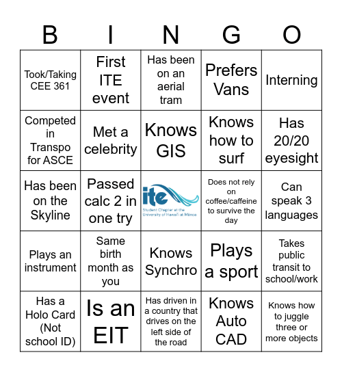 ITE BINGO Card