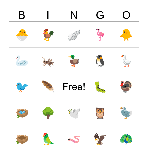 Bird Bingo Card