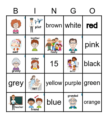 Jobs and colors Bingo Card