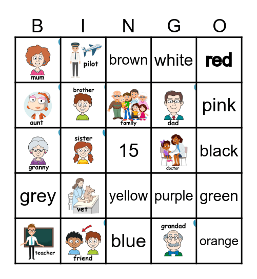 Jobs and colors Bingo Card