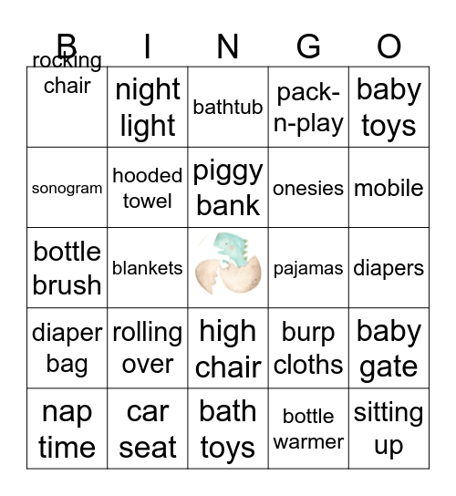 Milo's Baby Shower Bingo Card