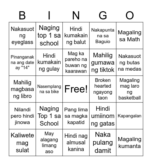 Human Bingo Card