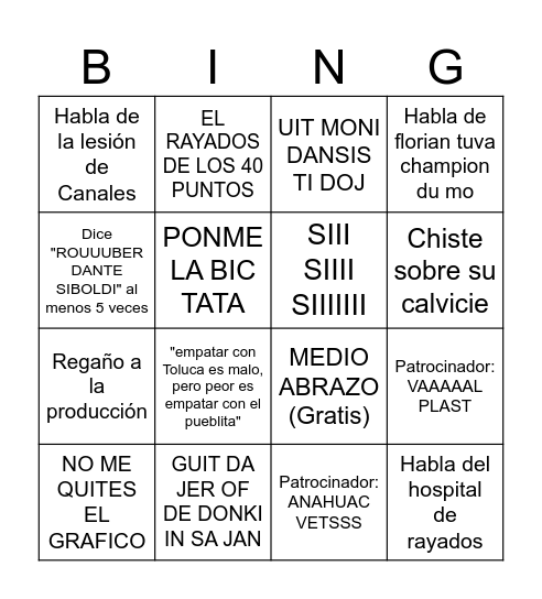 LA HORA DEL SABOR Bingo Card