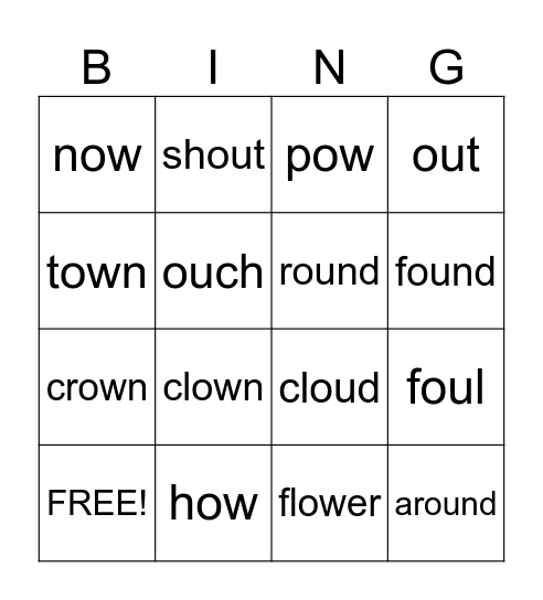 Ow, Ou Bingo Card