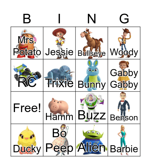 Toy Story Bingo Card