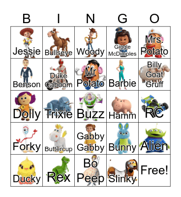 Toy Story Bingo Card