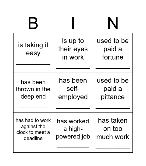 Career Bingo: find a person who... Bingo Card