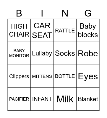 Baby shower bingo Card