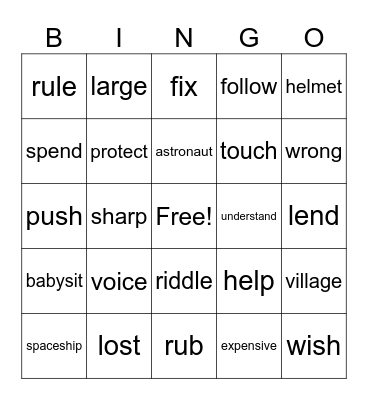 Read Aloud! Beginner 3 Bingo Card