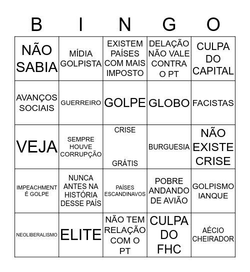BINGO DOS SOÇAS Bingo Card
