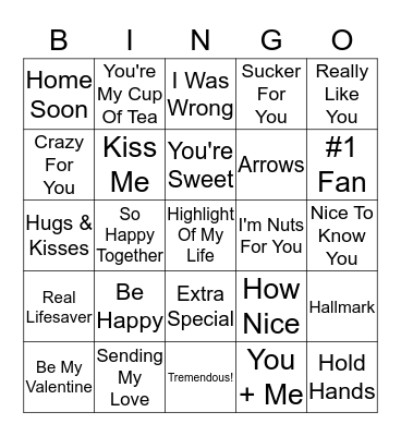 Valentine Bingo Calling Cards Bingo Card