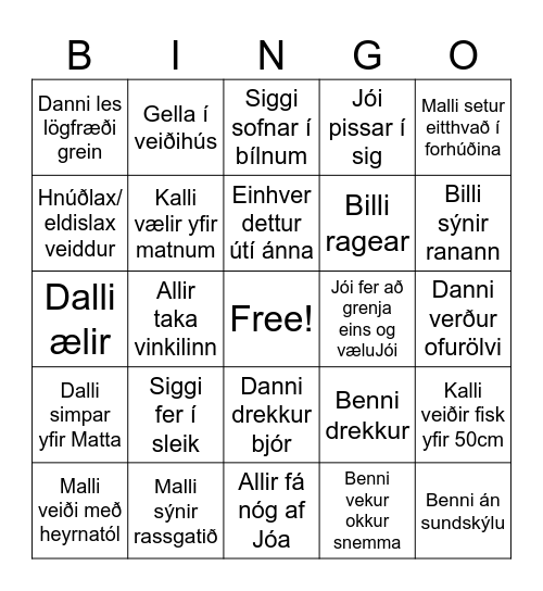 Eyjó Bingo Card