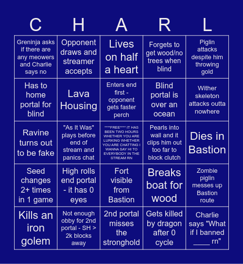 Shatty Nation Bingo Card