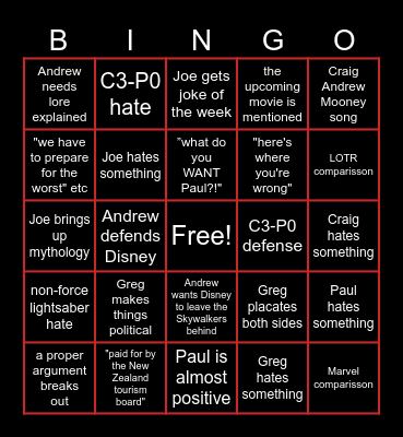 With Mates: Ahsoka Bingo Card