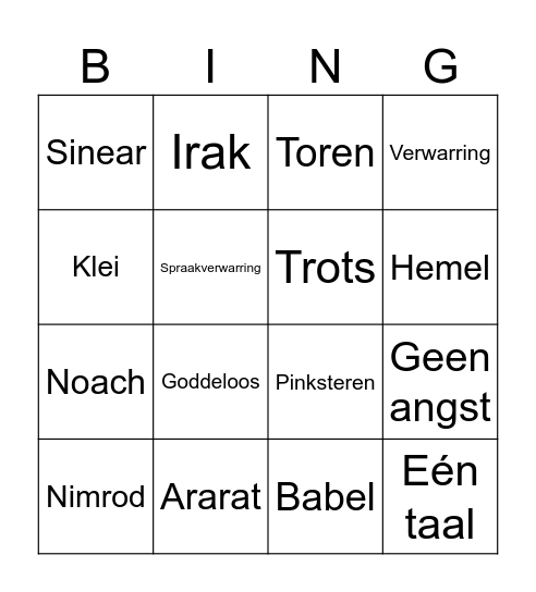 Toren van Babel Bingo Card