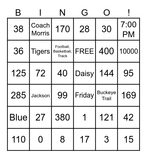 Multiplication Bingo Card
