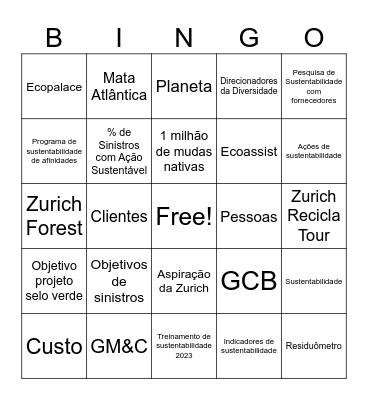 Sustentabilidade em Claims Bingo Card