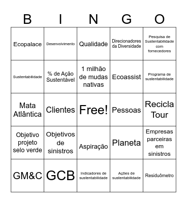 Sustentabilidade em Claims Bingo Card
