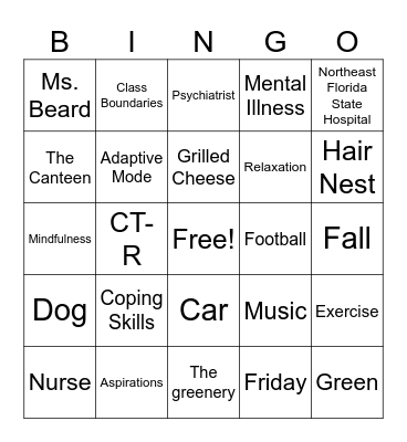 CT-R Class Bingo Card