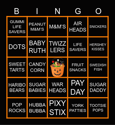 Halloween treats Bingo Card