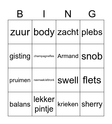 Geuze Bingo Card