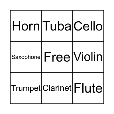 Instruments Bingo Card