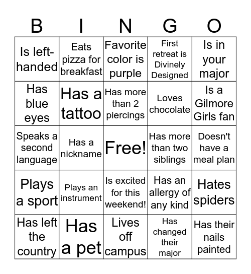 Divinely Designed 2016: Find someone who... Bingo Card