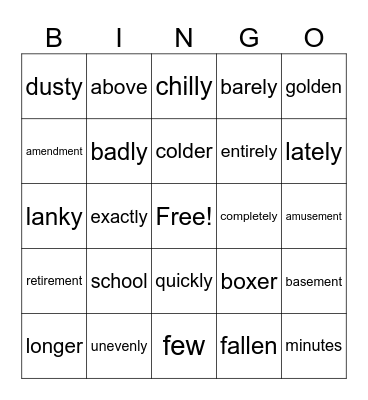 Wilson 6.1 Bingo Card