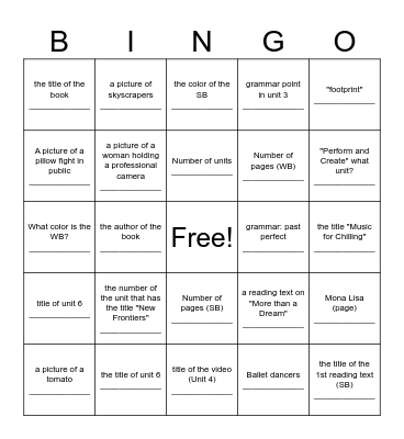 Scavenger Hunt - Library Bingo Card