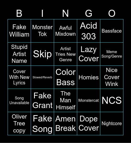 Release Radar Bingo Card