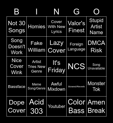 Release Radar Bingo Card